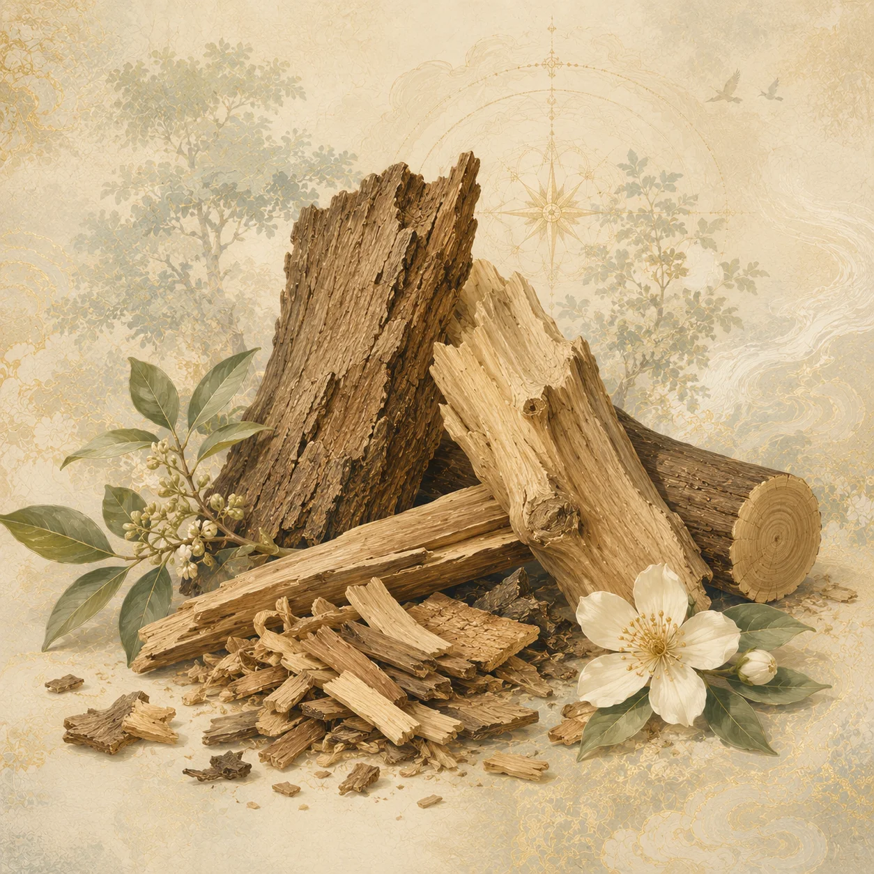 Fragrant woods and bark in the Entrancia Founding World style